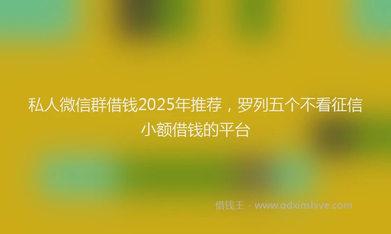 私人微信群借钱2025年推荐，罗列五个不看征信小额借钱的平台