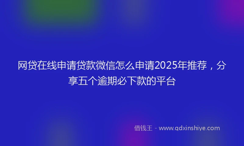 网贷在线申请贷款微信怎么申请2025年推荐，分享五个逾期必下款的平台