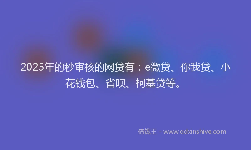 2025年的秒审核的网贷有：e微贷、你我贷、小花钱包、省呗、柯基贷等。