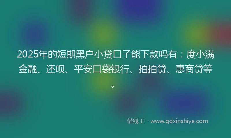 2025年的短期黑户小贷口子能下款吗有：度小满金融、还呗、平安口袋银行、拍拍贷、惠商贷等。