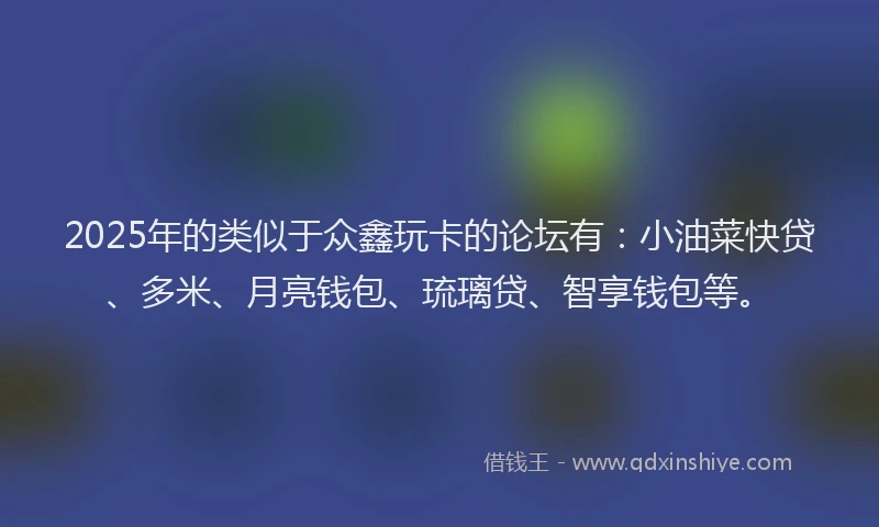 2025年的类似于众鑫玩卡的论坛有：小油菜快贷、多米、月亮钱包、琉璃贷、智享钱包等。