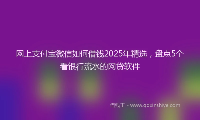 网上支付宝微信如何借钱2025年精选，盘点5个看银行流水的网贷软件