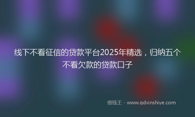 线下不看征信的贷款平台2025年精选，归纳五个不看欠款的贷款口子