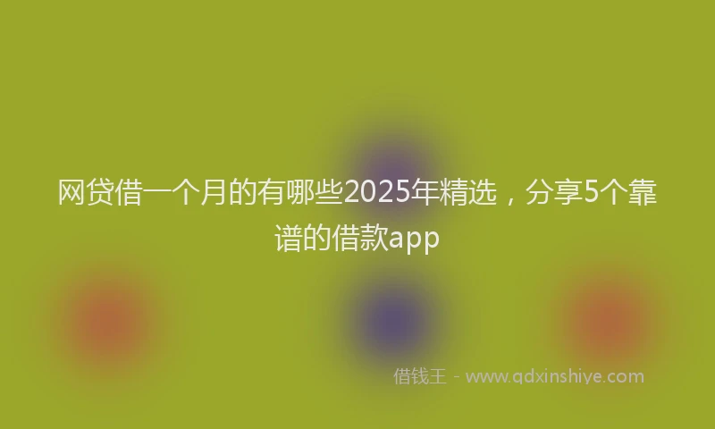 网贷借一个月的有哪些2025年精选，分享5个靠谱的借款app