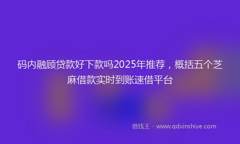 码内融顾贷款好下款吗2025年推荐，概括五个芝麻借款实时到账速借平台