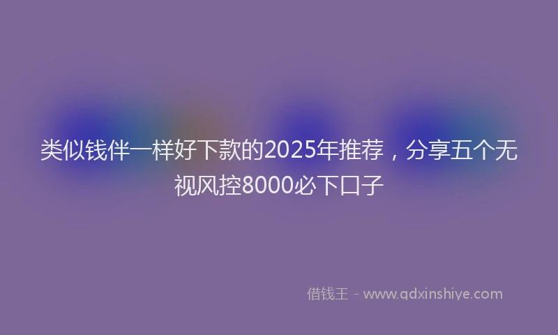 类似钱伴一样好下款的2025年推荐，分享五个无视风控8000必下口子