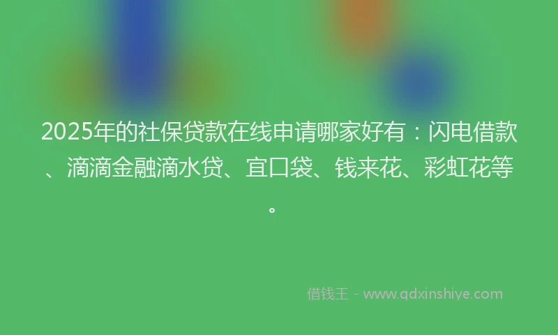 2025年的社保贷款在线申请哪家好有：闪电借款、滴滴金融滴水贷、宜口袋、钱来花、彩虹花等。