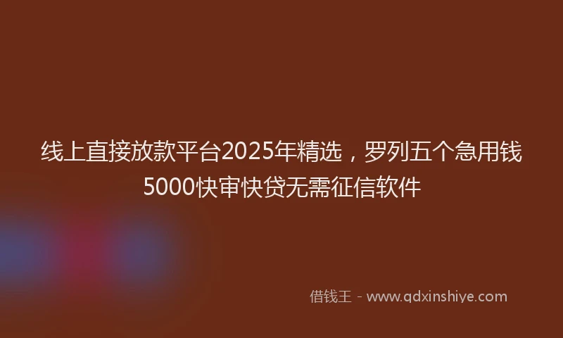 线上直接放款平台2025年精选，罗列五个急用钱5000快审快贷无需征信软件