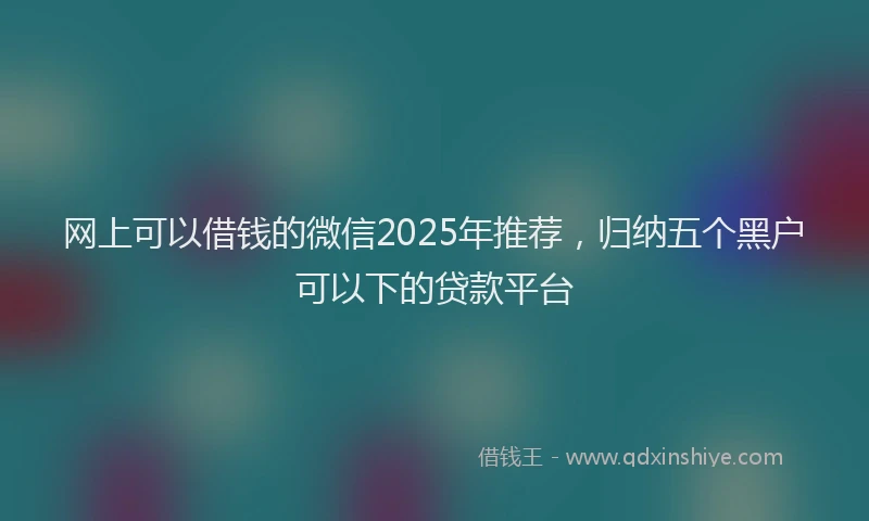 网上可以借钱的微信2025年推荐，归纳五个黑户可以下的贷款平台