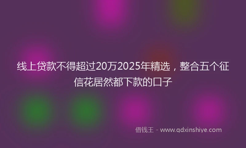 线上贷款不得超过20万2025年精选，整合五个征信花居然都下款的口子