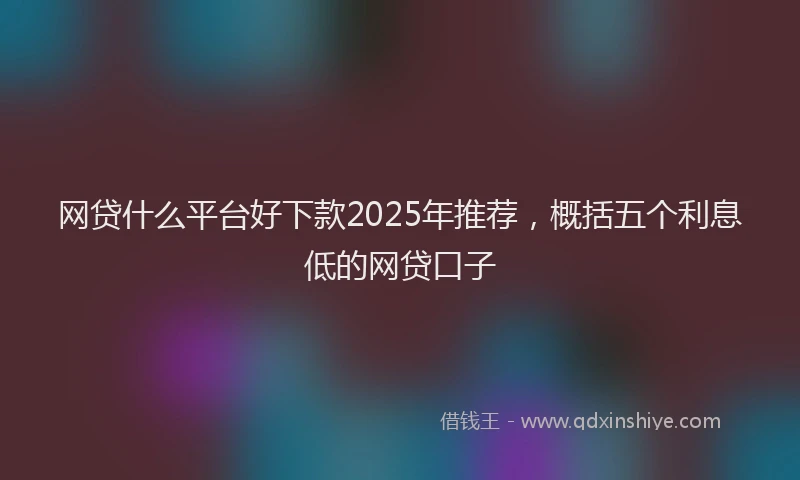 网贷什么平台好下款2025年推荐，概括五个利息低的网贷口子