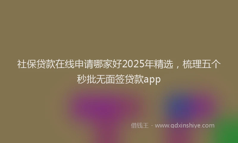 社保贷款在线申请哪家好2025年精选，梳理五个秒批无面签贷款app