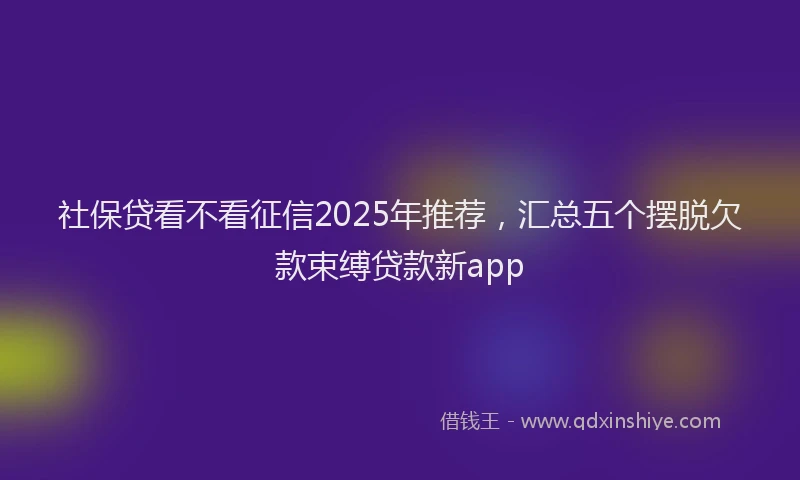 社保贷看不看征信2025年推荐，汇总五个摆脱欠款束缚贷款新app