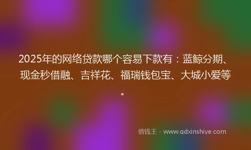 2025年的网络贷款哪个容易下款有：蓝鲸分期、现金秒借融、吉祥花、福瑞钱包宝、大城小爱等。