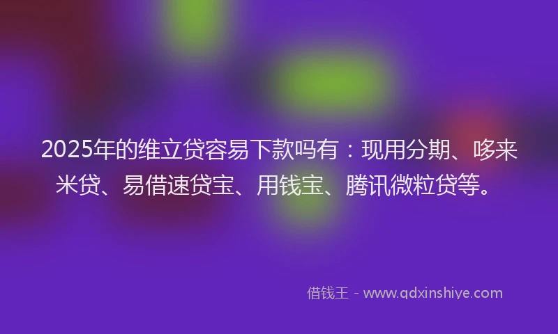 2025年的维立贷容易下款吗有：现用分期、哆来米贷、易借速贷宝、用钱宝、腾讯微粒贷等。