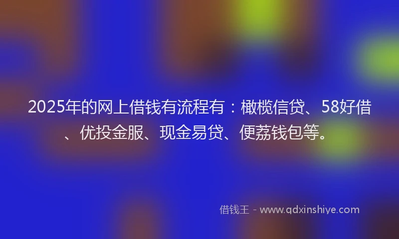 2025年的网上借钱有流程有：橄榄信贷、58好借、优投金服、现金易贷、便荔钱包等。