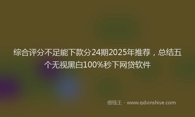 综合评分不足能下款分24期2025年推荐，总结五个无视黑白100%秒下网贷软件