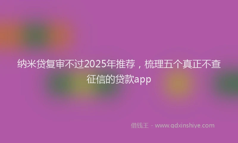 纳米贷复审不过2025年推荐，梳理五个真正不查征信的贷款app