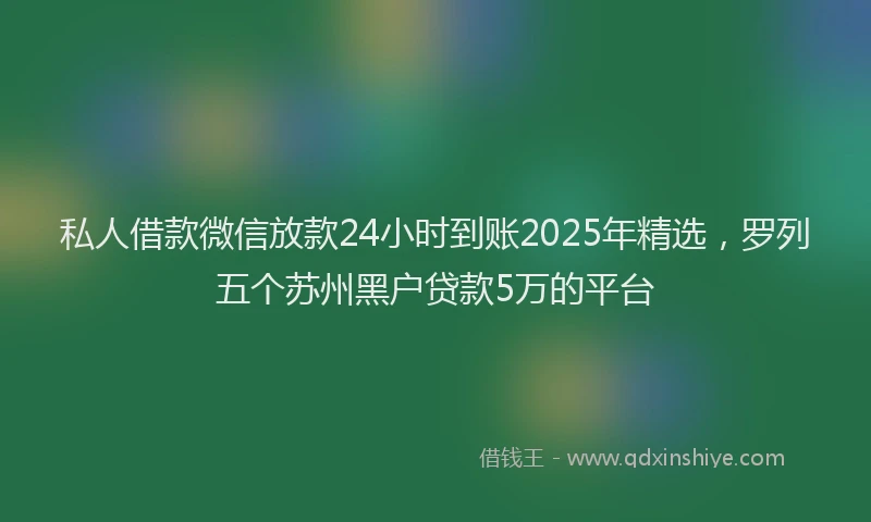 私人借款微信放款24小时到账2025年精选，罗列五个苏州黑户贷款5万的平台