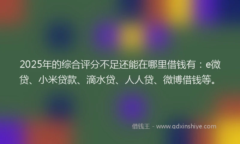 2025年的综合评分不足还能在哪里借钱有：e微贷、小米贷款、滴水贷、人人贷、微博借钱等。