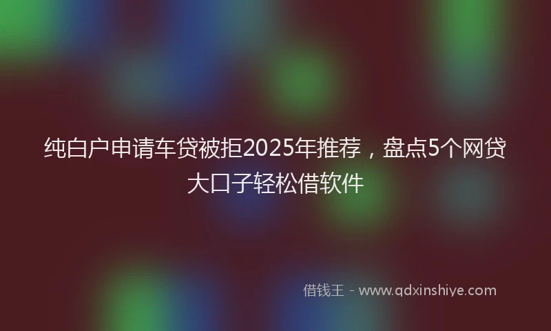 纯白户申请车贷被拒2025年推荐，盘点5个网贷大口子轻松借软件