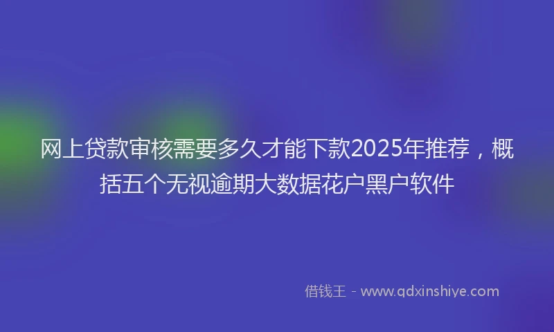 网上贷款审核需要多久才能下款2025年推荐，概括五个无视逾期大数据花户黑户软件