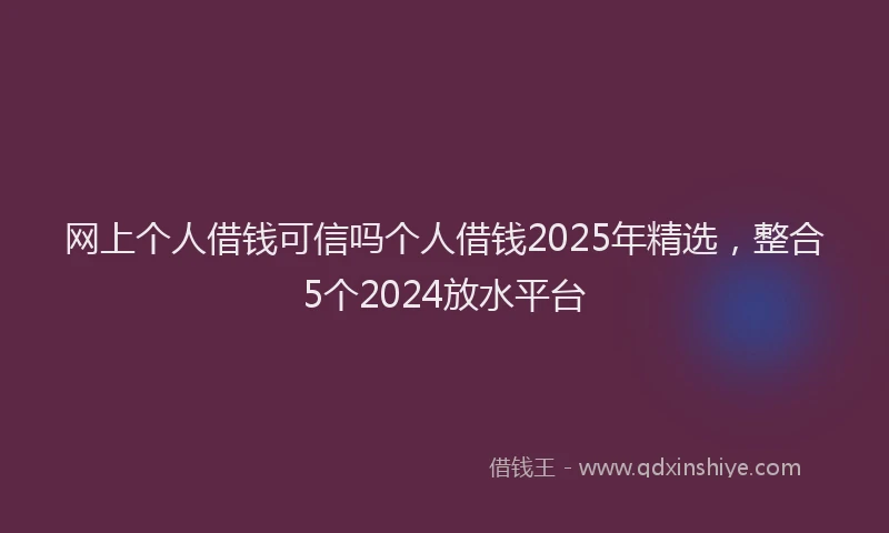 网上个人借钱可信吗个人借钱2025年精选，整合5个2024放水平台