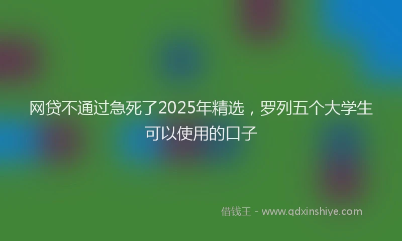 网贷不通过急死了2025年精选，罗列五个大学生可以使用的口子