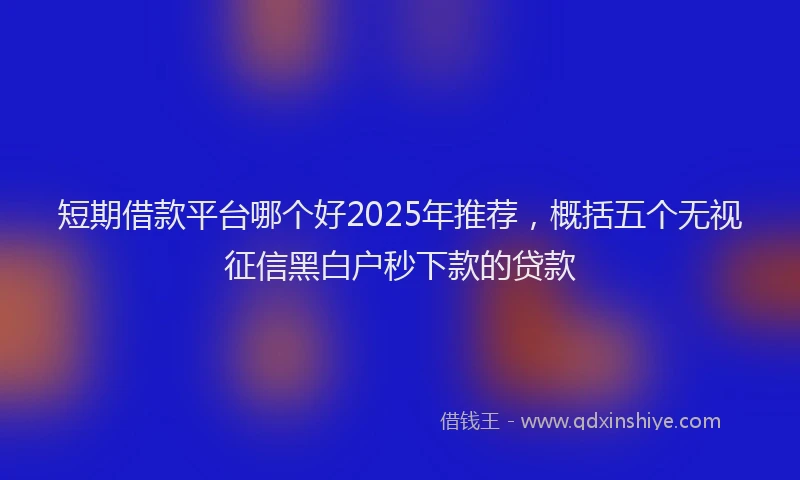 短期借款平台哪个好2025年推荐，概括五个无视征信黑白户秒下款的贷款