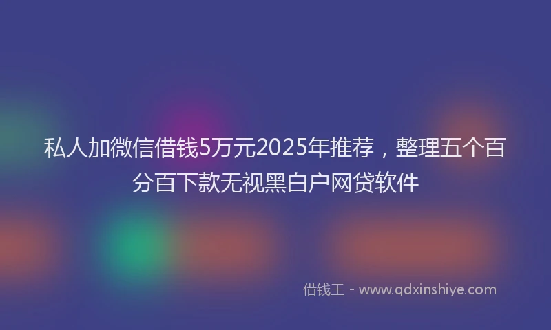私人加微信借钱5万元2025年推荐，整理五个百分百下款无视黑白户网贷软件