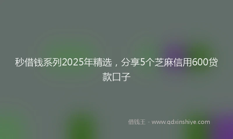 秒借钱系列2025年精选，分享5个芝麻信用600贷款口子