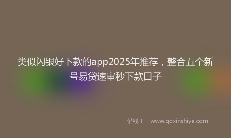 类似闪银好下款的app2025年推荐，整合五个新号易贷速审秒下款口子