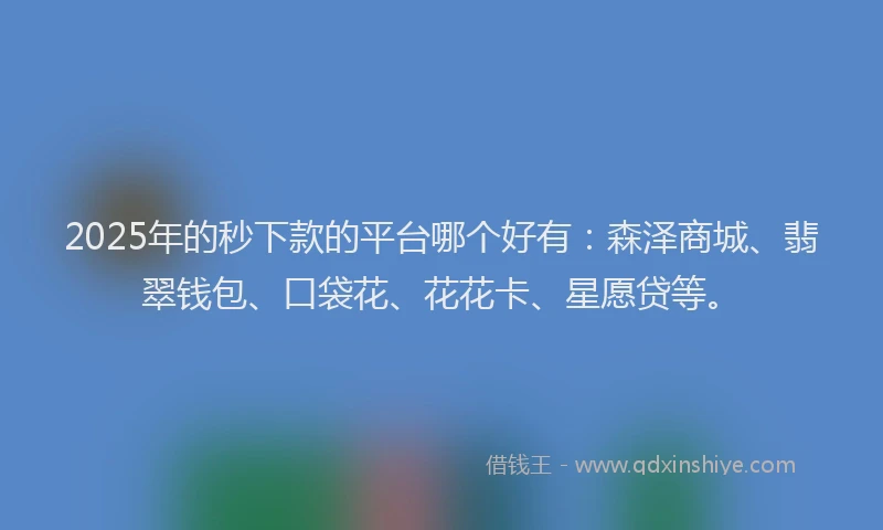 2025年的秒下款的平台哪个好有：森泽商城、翡翠钱包、口袋花、花花卡、星愿贷等。