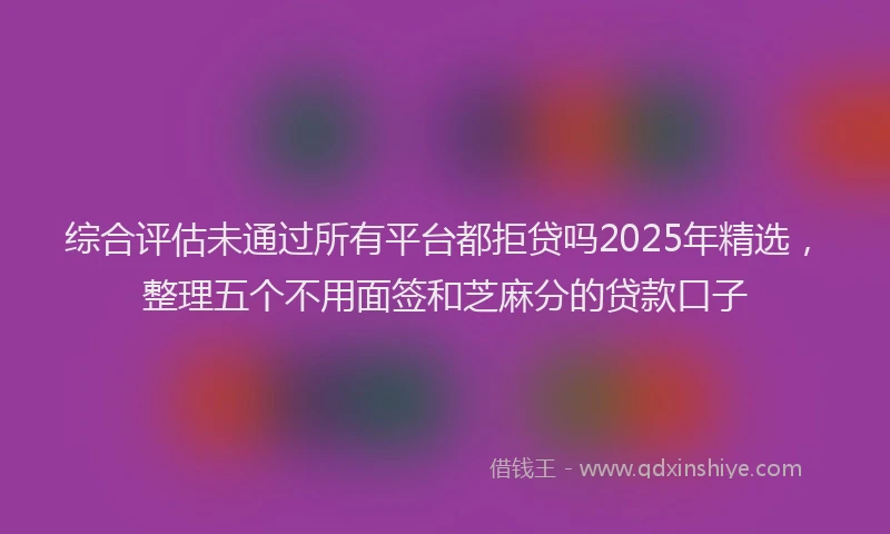 综合评估未通过所有平台都拒贷吗2025年精选，整理五个不用面签和芝麻分的贷款口子