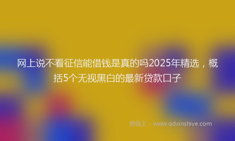 网上说不看征信能借钱是真的吗2025年精选，概括5个无视黑白的最新贷款口子