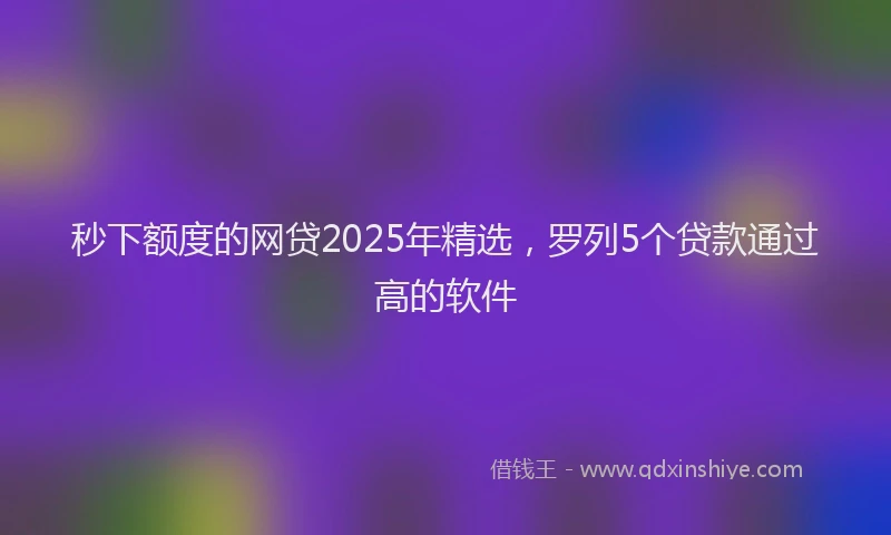 秒下额度的网贷2025年精选，罗列5个贷款通过高的软件