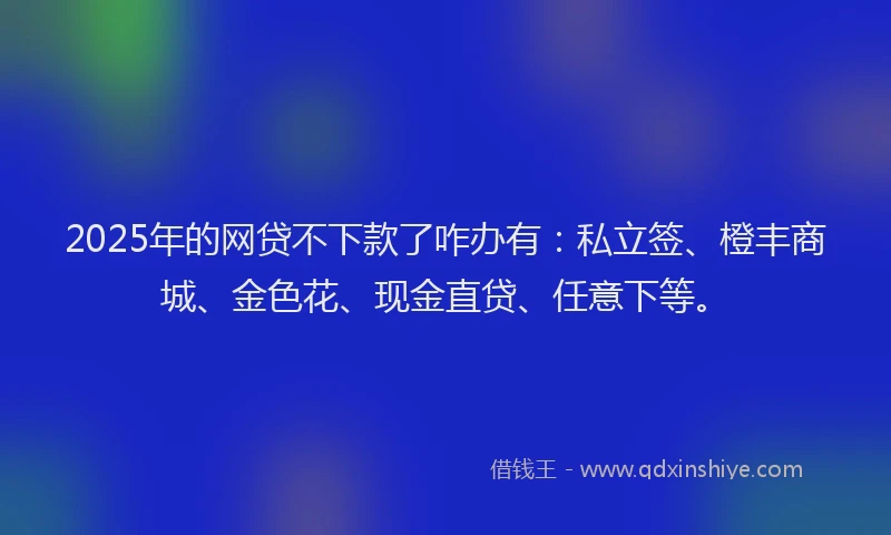 2025年的网贷不下款了咋办有：私立签、橙丰商城、金色花、现金直贷、任意下等。