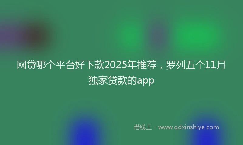 网贷哪个平台好下款2025年推荐，罗列五个11月独家贷款的app