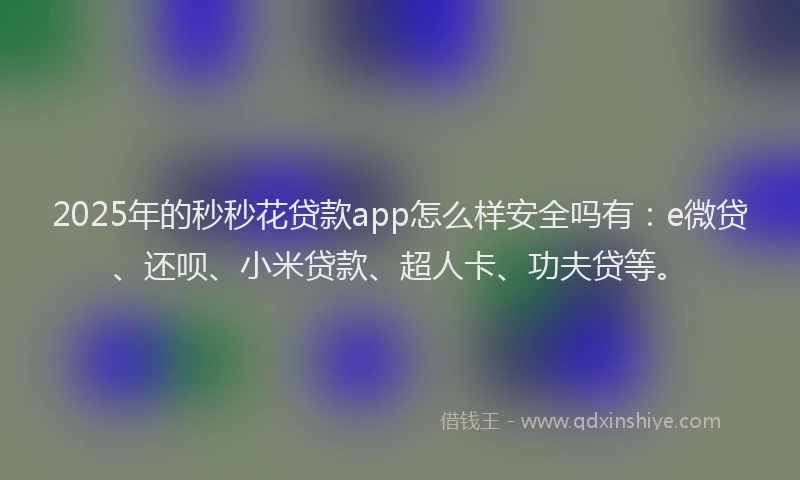 2025年的秒秒花贷款app怎么样安全吗有：e微贷、还呗、小米贷款、超人卡、功夫贷等。