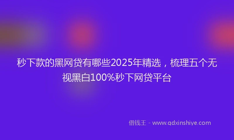 秒下款的黑网贷有哪些2025年精选，梳理五个无视黑白100%秒下网贷平台