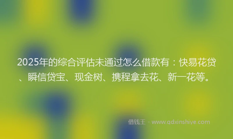 2025年的综合评估未通过怎么借款有：快易花贷、瞬信贷宝、现金树、携程拿去花、新一花等。