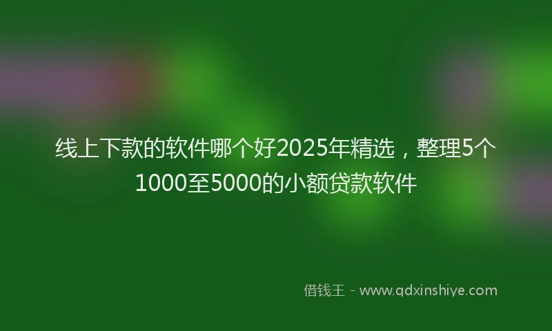 线上下款的软件哪个好2025年精选，整理5个1000至5000的小额贷款软件