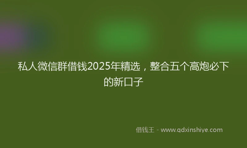 私人微信群借钱2025年精选，整合五个高炮必下的新口子