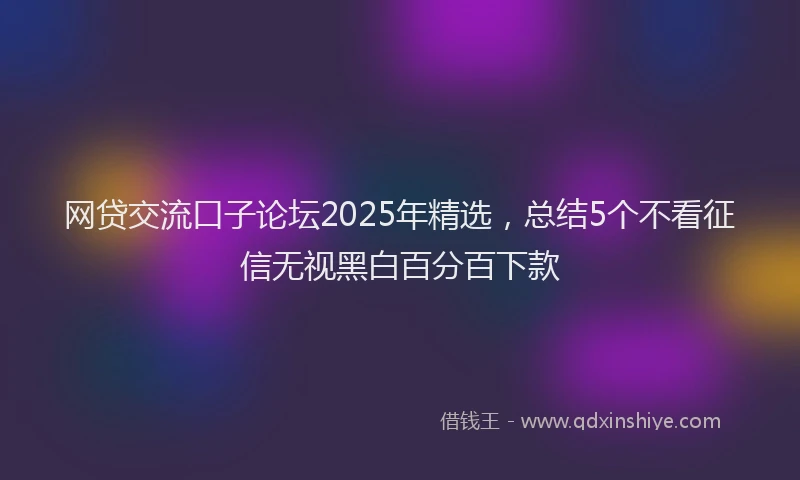网贷交流口子论坛2025年精选，总结5个不看征信无视黑白百分百下款