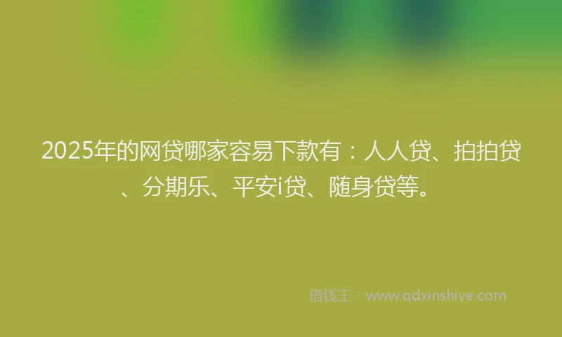 2025年的网贷哪家容易下款有：人人贷、拍拍贷、分期乐、平安i贷、随身贷等。