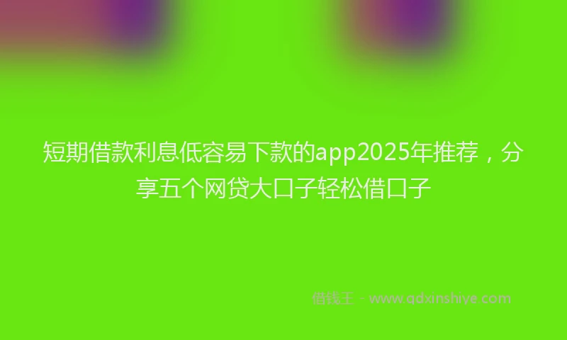 短期借款利息低容易下款的app2025年推荐，分享五个网贷大口子轻松借口子
