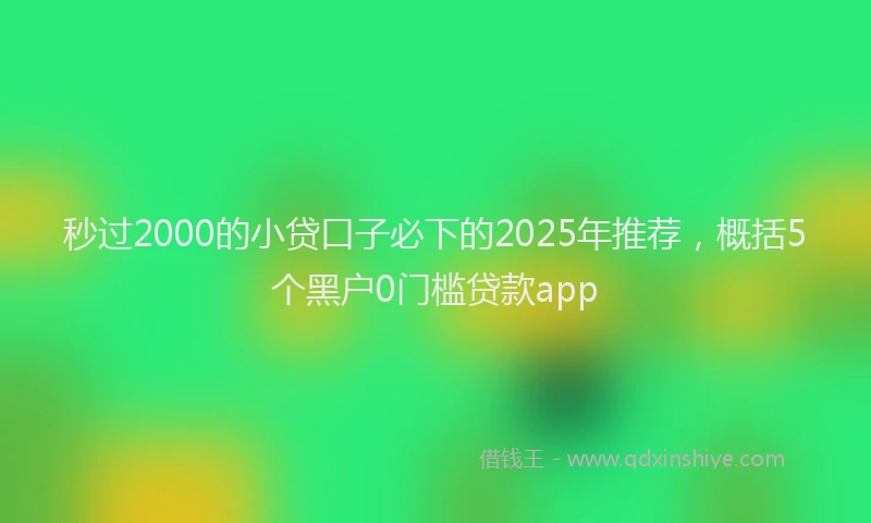 秒过2000的小贷口子必下的2025年推荐，概括5个黑户0门槛贷款app