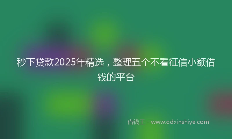 秒下贷款2025年精选，整理五个不看征信小额借钱的平台