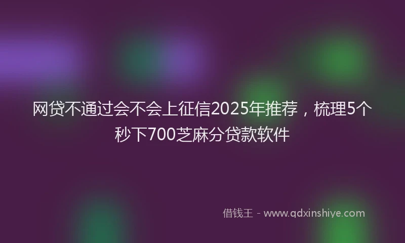 网贷不通过会不会上征信2025年推荐，梳理5个秒下700芝麻分贷款软件
