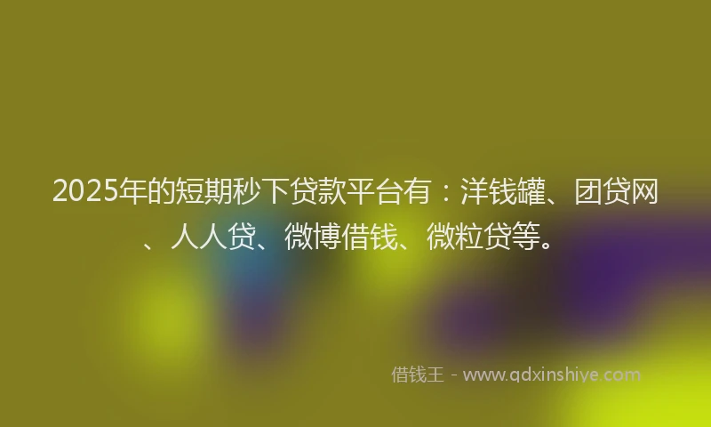 2025年的短期秒下贷款平台有：洋钱罐、团贷网、人人贷、微博借钱、微粒贷等。